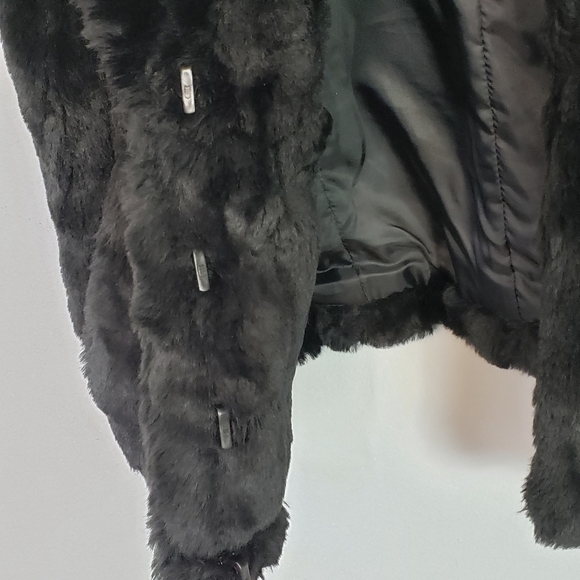 Alfani faux fur vest black ribbed panel collar - Picture 7 of 8